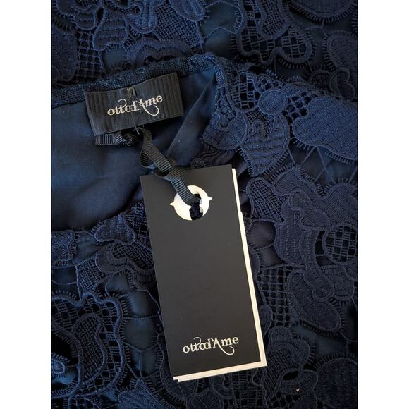 OTTOD'AME Cotton Blue Lace Shift Dress w/ Tags Italy Size 8 - Picture 4 of 7